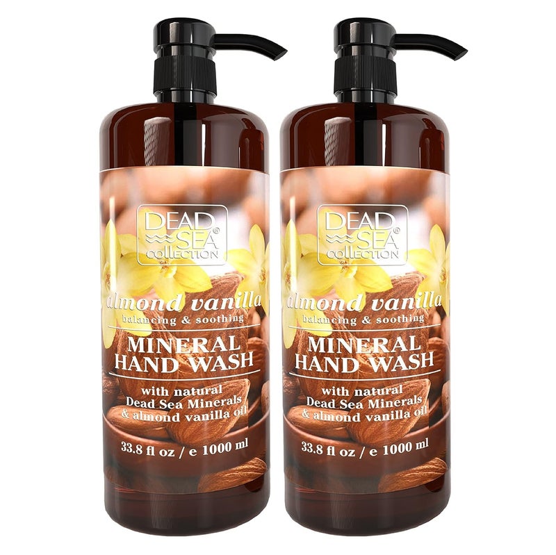 Dead Sea Collection Hand Soap Pump Almond Vanilla - Moisturizing Hand Wash Liquid with Dead Sea Minerals - Almond Vanilla Oils, Balancing & Soothing Pack of 2 (33.8 Fl Oz Each) - 67.6 Fl Oz Total - Image 1